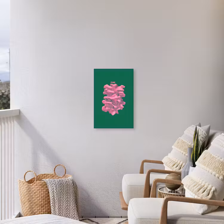 Abstract - Pink - Lijnen - Groen Tuinposter op houten frame 2 cm dik klein -sfeer1