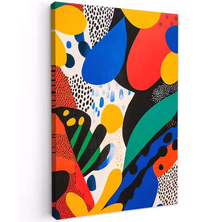 Abstract - Planten - Vormen - Kleurrijk Tuinposter op houten frame 2 cm dik klein -3d