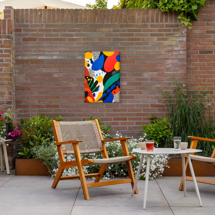 Abstract - Planten - Vormen - Kleurrijk Tuinposter op houten frame 2 cm dik klein -sfeer3
