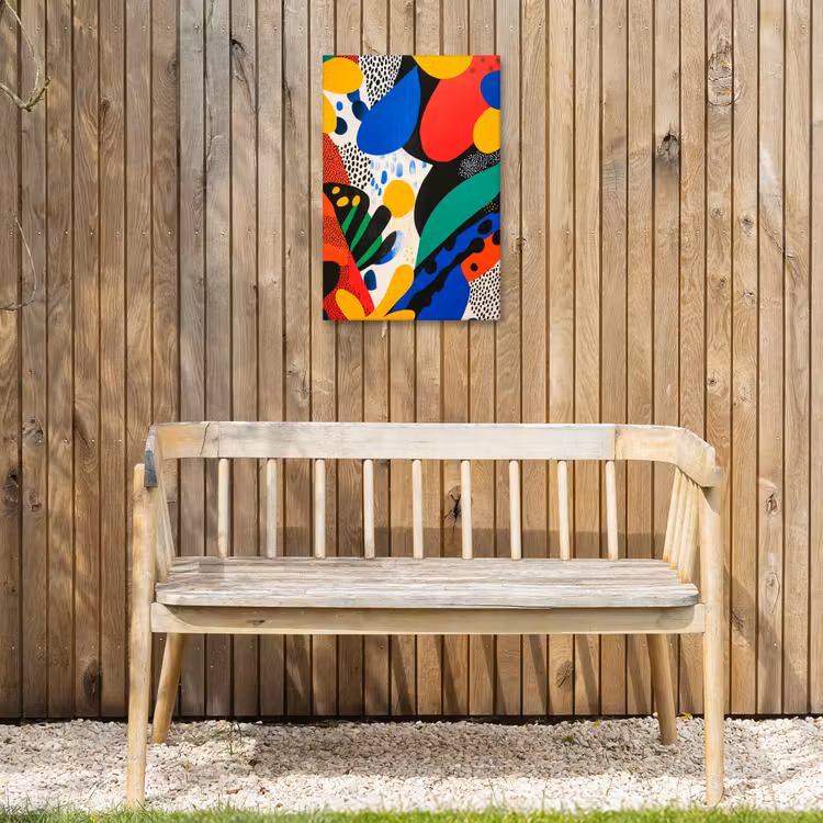 Abstract - Planten - Vormen - Kleurrijk Tuinposter op houten frame 2 cm dik klein -sfeer4