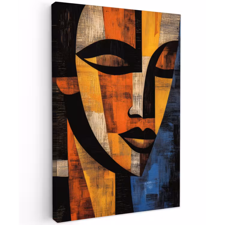 Abstract - Portret - Kleurvakken Tuinposter op houten frame 2 cm dik klein -3d