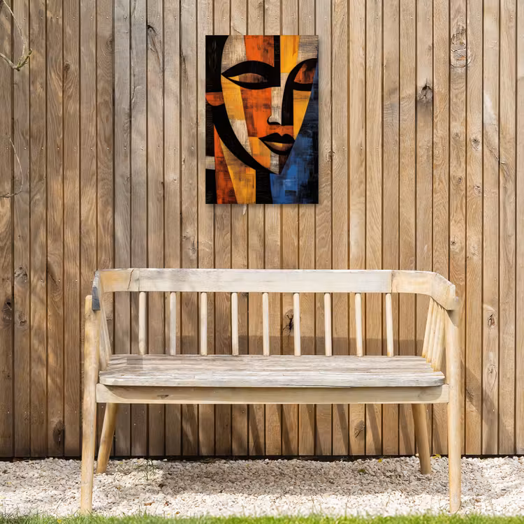 Abstract - Portret - Kleurvakken Tuinposter op houten frame 2 cm dik klein -sfeer4