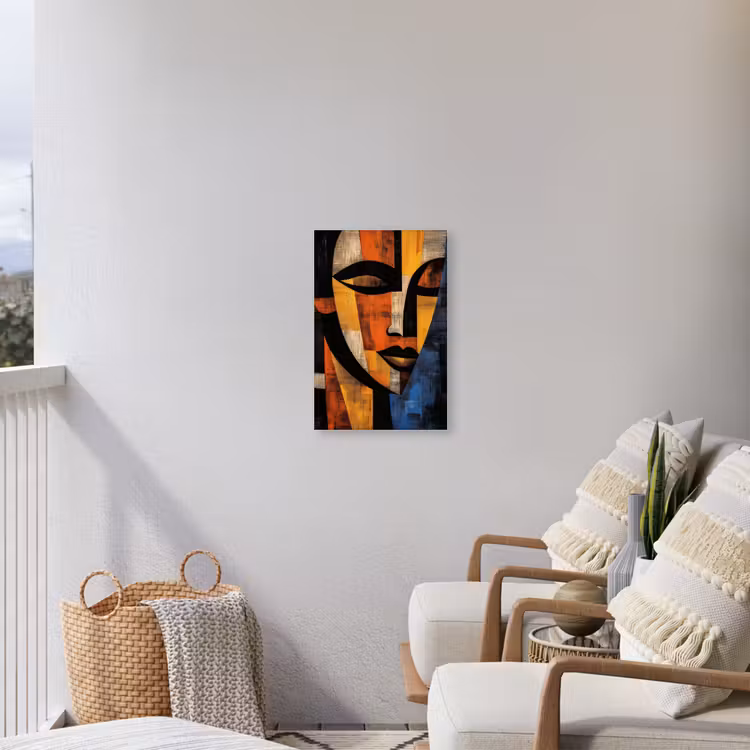 Abstract - Portret - Kleurvakken Tuinposter op houten frame 2 cm dik klein -sfeer1