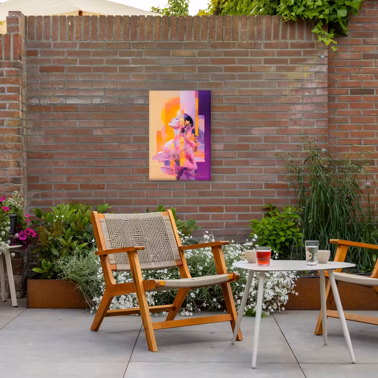 Abstract - Portret - Vrouw - Kleurrijk Tuinposter op houten frame 2 cm dik klein -sfeer3