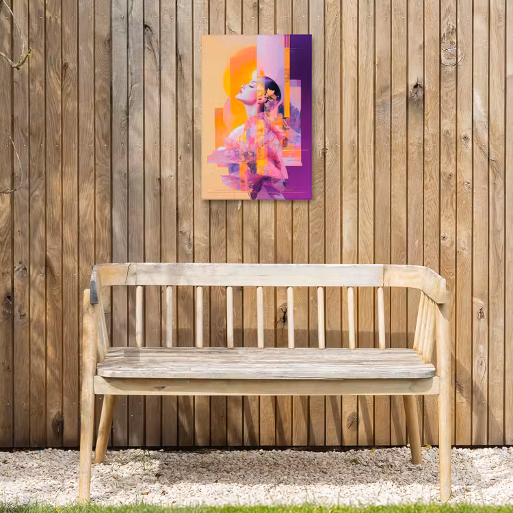 Abstract - Portret - Vrouw - Kleurrijk Tuinposter op houten frame 2 cm dik klein -sfeer4