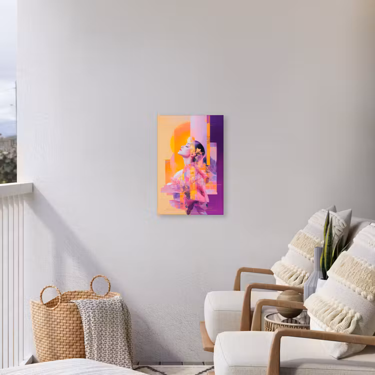 Abstract - Portret - Vrouw - Kleurrijk Tuinposter op houten frame 2 cm dik klein -sfeer1