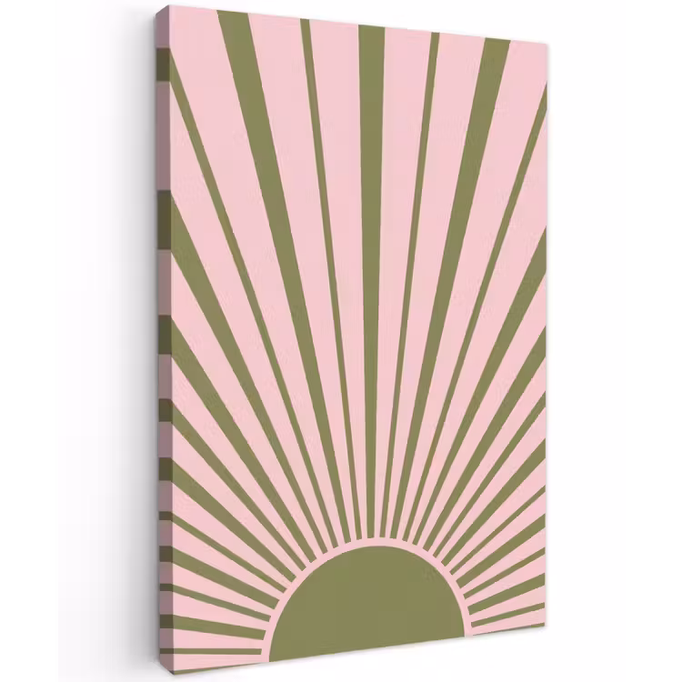 Abstract - Stralen - Grafisch - Roze - Groen Tuinposter op houten frame 2 cm dik klein -3d