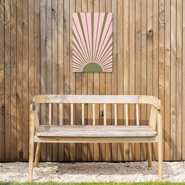 Abstract - Stralen - Grafisch - Roze - Groen Tuinposter op houten frame 2 cm dik klein -sfeer4