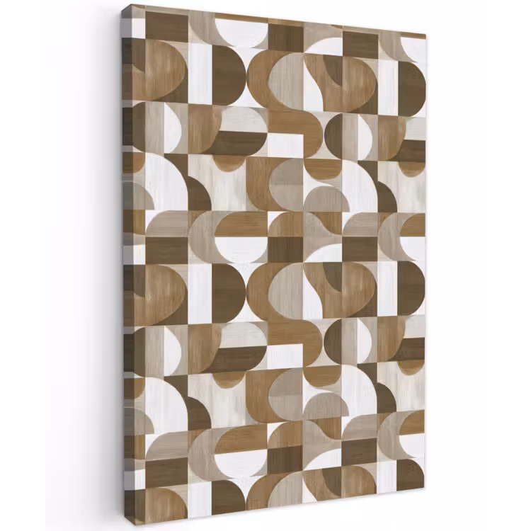 Abstract - Retro - Bruin Tuinposter op houten frame 2 cm dik klein 841 -3d