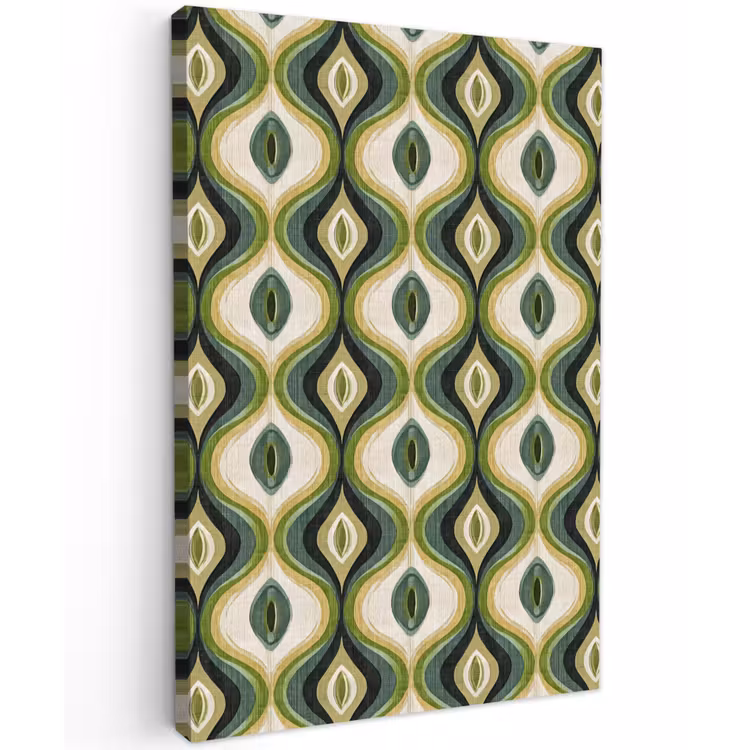 Abstract - Ritmisch - Groen Tuinposter op houten frame 2 cm dik klein 841 -3d