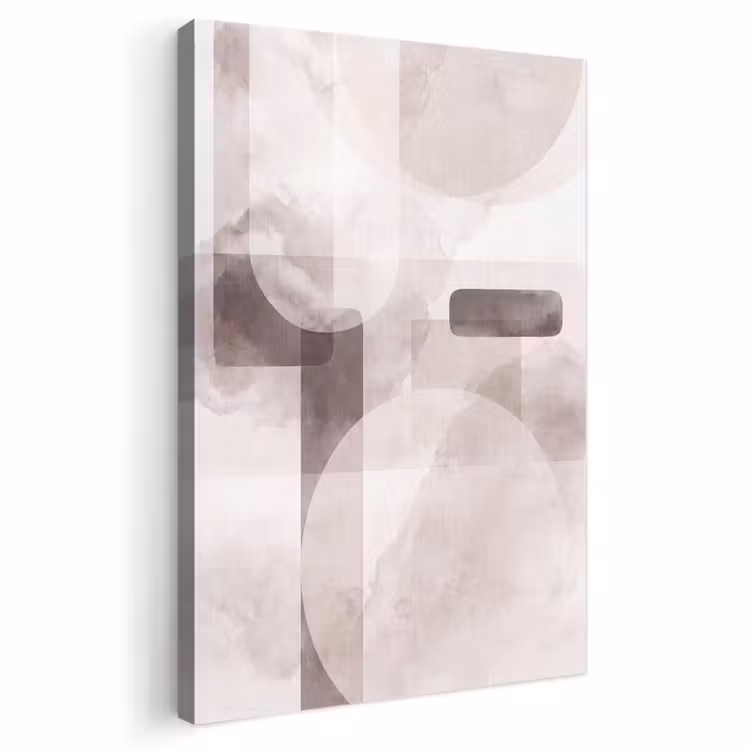 Outdoor Canvas Print - Abstract Shapes - Beige - Abstracte vormen - Beige Tuinposter op houten frame 2 cm dik klein