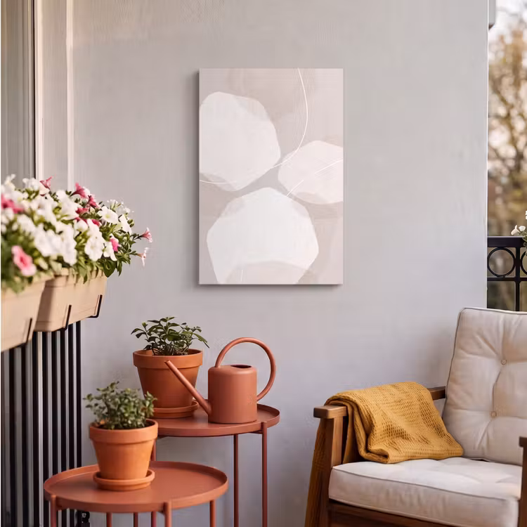 Outdoor Canvas Print - Abstract - Shapes - Beige - Abstract - Vormen - Beige Tuinposter op houten frame 2 cm dik klein