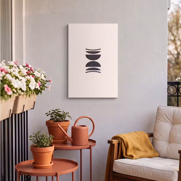 Outdoor Canvas Print - Abstract - Shapes - Black - Abstract - Vormen - Zwart Tuinposter op houten frame 2 cm dik klein