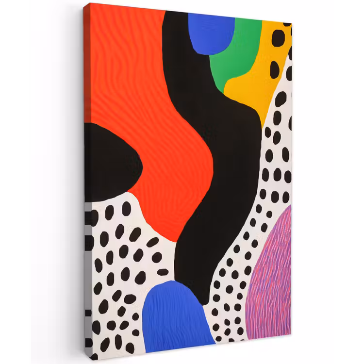 Abstract - Vormen - Kleuren - Stippen Tuinposter op houten frame 2 cm dik klein -3d