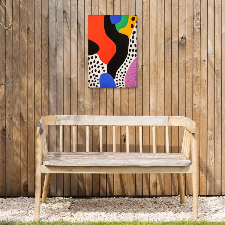 Abstract - Vormen - Kleuren - Stippen Tuinposter op houten frame 2 cm dik klein -sfeer4