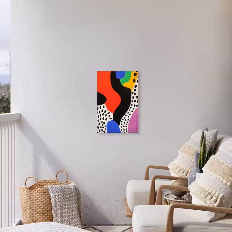 Abstract - Vormen - Kleuren - Stippen Tuinposter op houten frame 2 cm dik klein -sfeer1