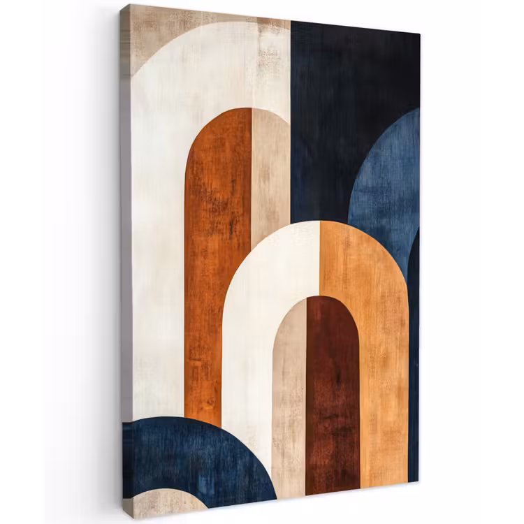 Abstract - Vormen - Donkerblauw Tuinposter op houten frame 2 cm dik klein -3d