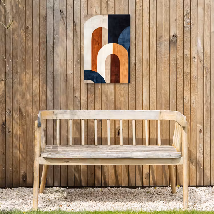 Abstract - Vormen - Donkerblauw Tuinposter op houten frame 2 cm dik klein -sfeer4