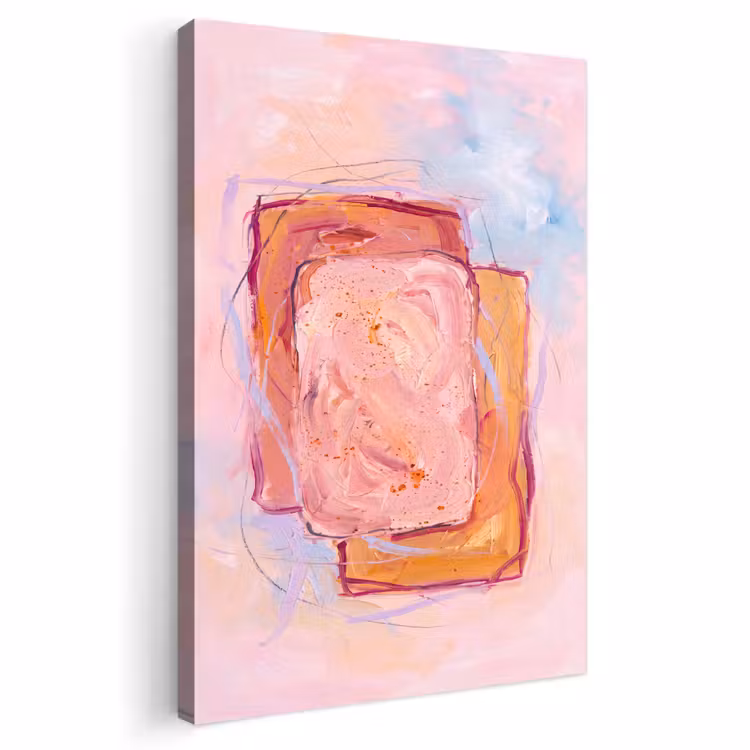 Abstract - Vormen - Modern - Roze Tuinposter op houten frame 2 cm dik klein -3d