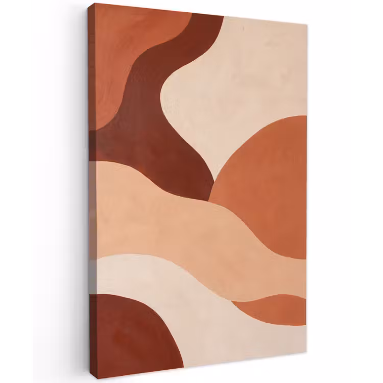 Abstract - Vormen - Organisch - Aardetinten - Modern Tuinposter op houten frame 2 cm dik klein -3d