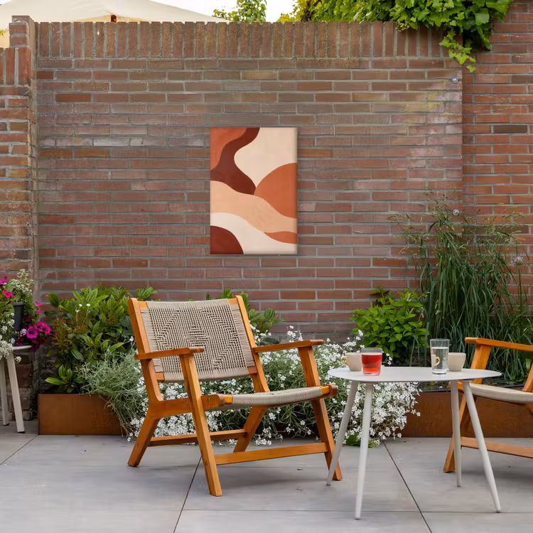 Abstract - Vormen - Organisch - Aardetinten - Modern Tuinposter op houten frame 2 cm dik klein -sfeer3