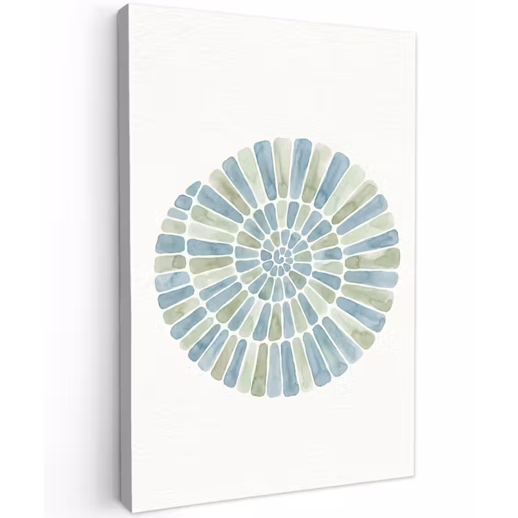 Abstract - Spiraal - Patroon - Modern - Blauw-Groen Tuinposter op houten frame 2 cm dik klein -3d