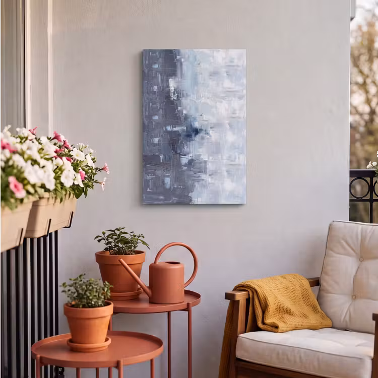 Abstract - Textuur - Kunst - Modern - Blauw Tuinposter op houten frame 2 cm dik klein -sfeer1