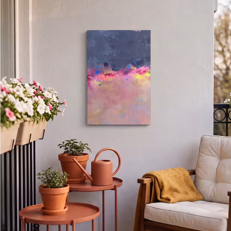 Abstract - Textuur - Kleuren - Modern - Roze Tuinposter op houten frame 2 cm dik klein -sfeer1