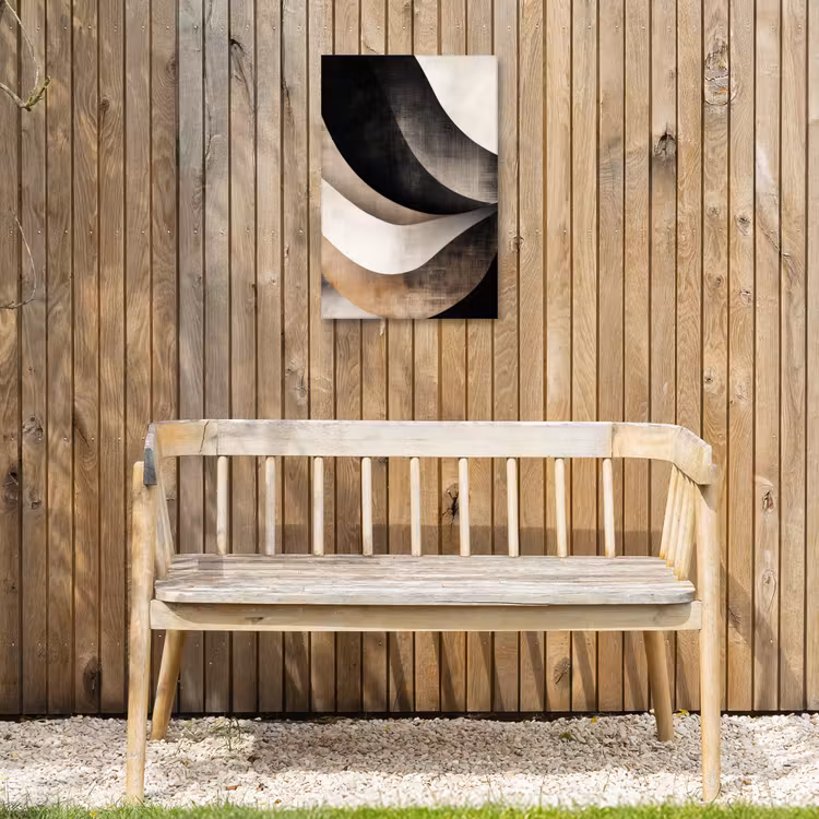 Abstract - Golven - Zwart - Verweerd Tuinposter op houten frame 2 cm dik klein -sfeer4
