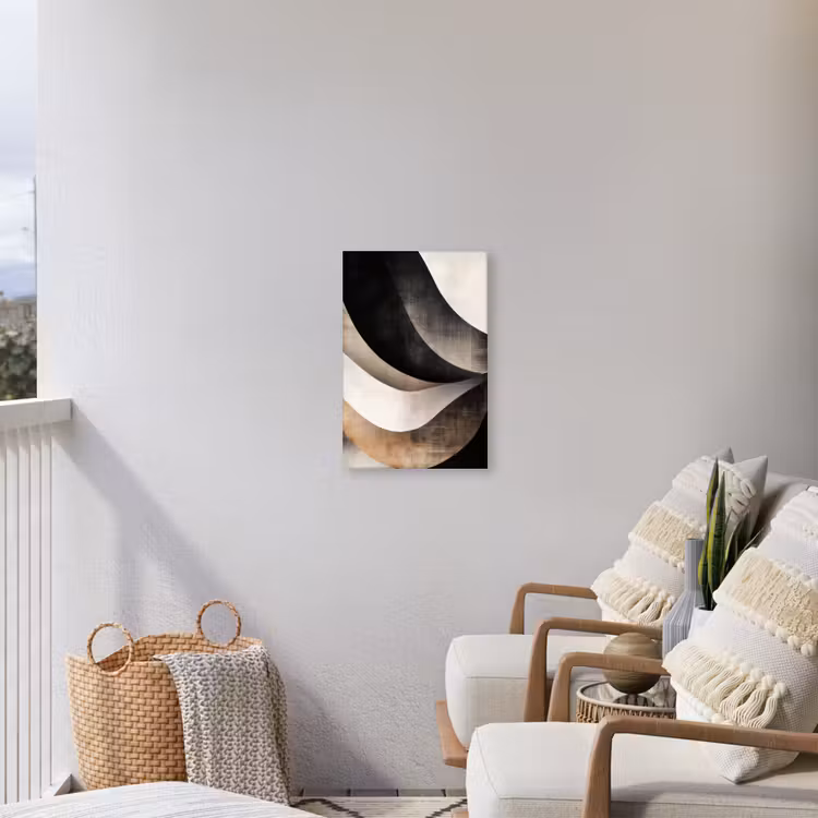 Abstract - Golven - Zwart - Verweerd Tuinposter op houten frame 2 cm dik klein -sfeer1
