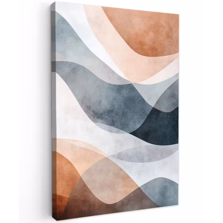 Abstract - Golven - Blauw Tuinposter op houten frame 2 cm dik klein -3d