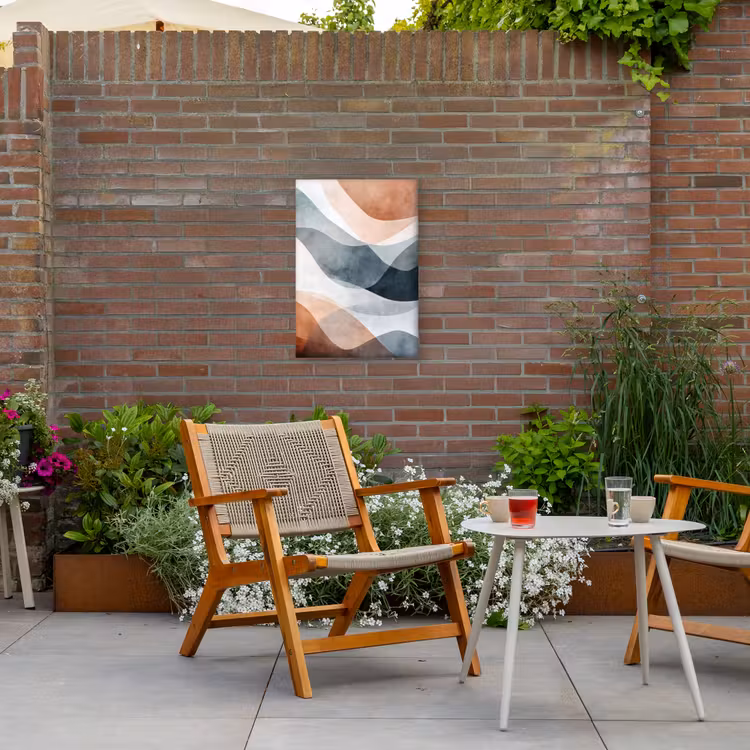 Abstract - Golven - Blauw Tuinposter op houten frame 2 cm dik klein -sfeer3