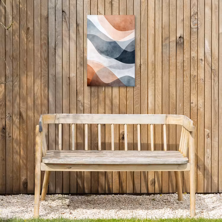 Abstract - Golven - Blauw Tuinposter op houten frame 2 cm dik klein -sfeer4