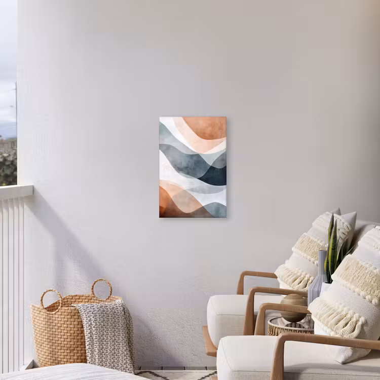 Abstract - Golven - Blauw Tuinposter op houten frame 2 cm dik klein -sfeer1