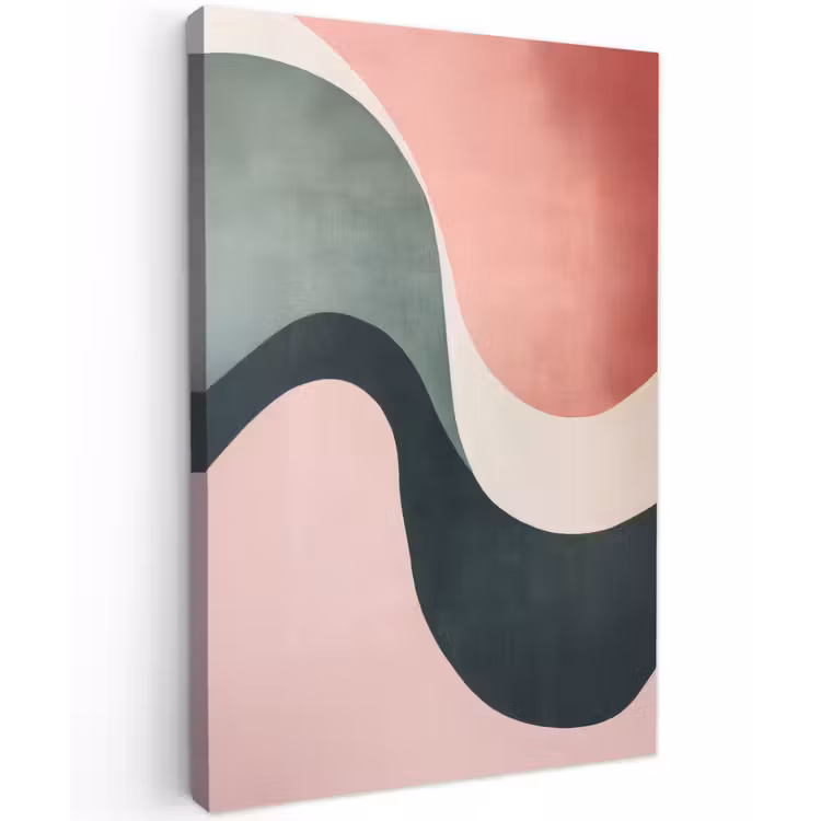 Abstract - Golven - Sierlijk - Roze Tuinposter op houten frame 2 cm dik klein -3d