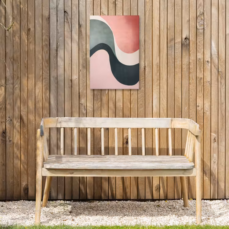 Abstract - Golven - Sierlijk - Roze Tuinposter op houten frame 2 cm dik klein -sfeer4