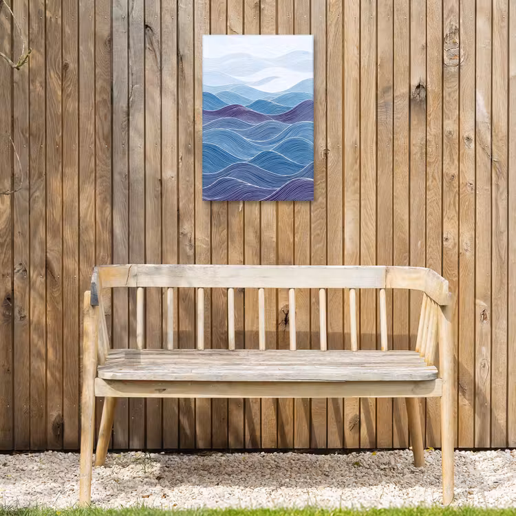 Abstract - Golven - Patroon - Blauw - Modern Tuinposter op houten frame 2 cm dik klein -sfeer4