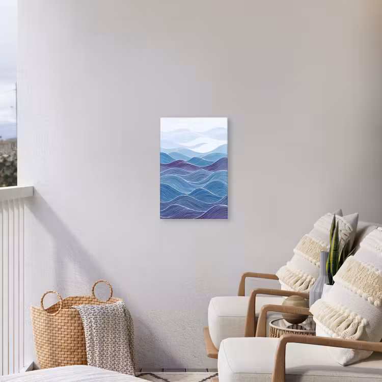Abstract - Golven - Patroon - Blauw - Modern Tuinposter op houten frame 2 cm dik klein -sfeer1