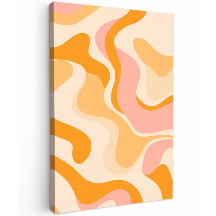 Abstract - Golvend - Oranje Tuinposter op houten frame 2 cm dik klein -3d