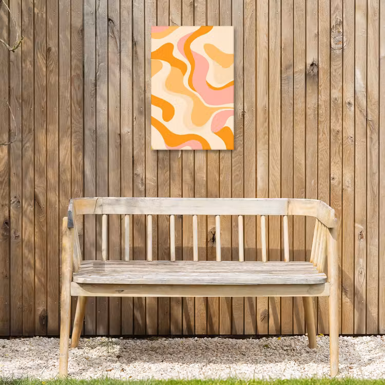Abstract - Golvend - Oranje Tuinposter op houten frame 2 cm dik klein -sfeer4