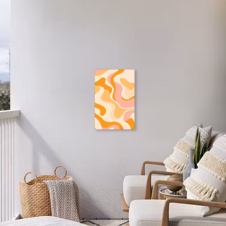 Abstract - Golvend - Oranje Tuinposter op houten frame 2 cm dik klein -sfeer1