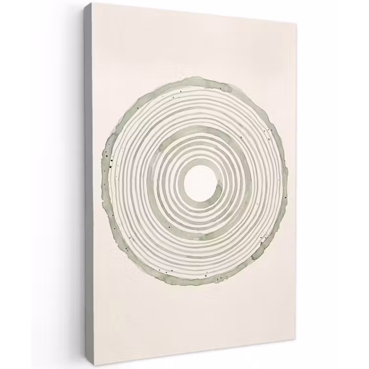 Abstractie - Cirkels - Waterverf - Groen - Modern Tuinposter op houten frame 2 cm dik klein -3d