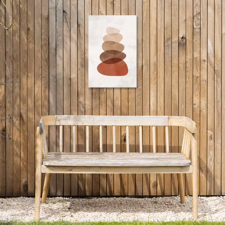 Abstractie - Gestapeld - Balans - Modern - Aardetinten Tuinposter op houten frame 2 cm dik klein -sfeer4