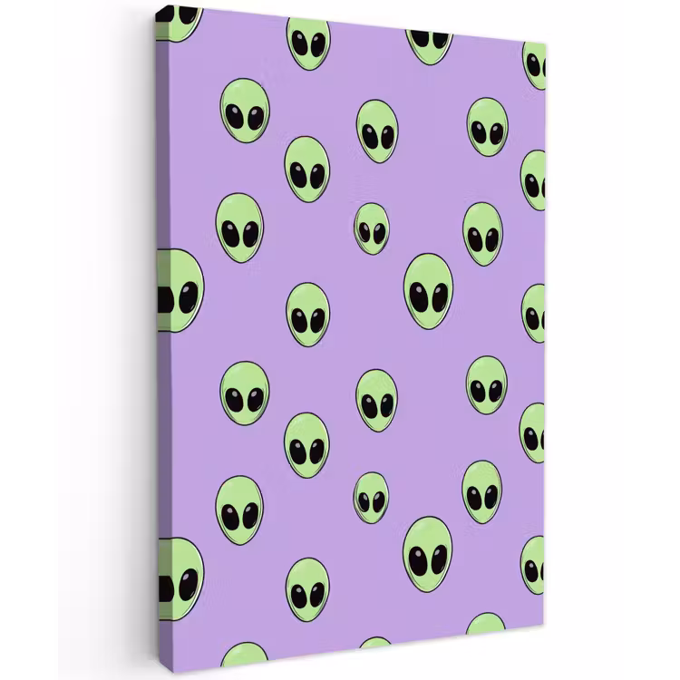 Alien - Retro - Lila Tuinposter op houten frame 2 cm dik klein 841 -3d