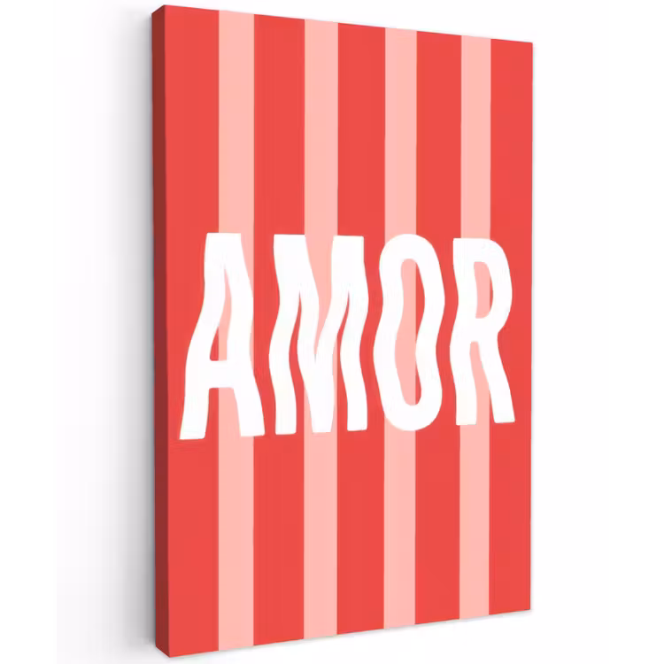 Amor - Strepen - Rood - Roze Tuinposter op houten frame 2 cm dik klein -3d