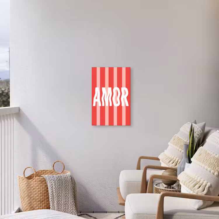 Amor - Strepen - Rood - Roze Tuinposter op houten frame 2 cm dik klein -sfeer1