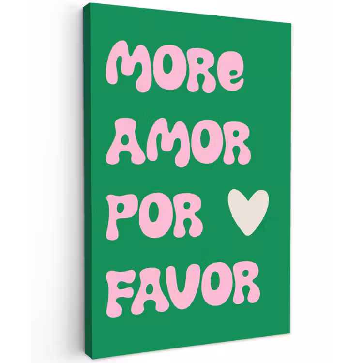 Amor - Valentijn - Groen - Tekst Tuinposter op houten frame 2 cm dik klein -3d