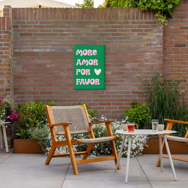 Amor - Valentijn - Groen - Tekst Tuinposter op houten frame 2 cm dik klein -sfeer3