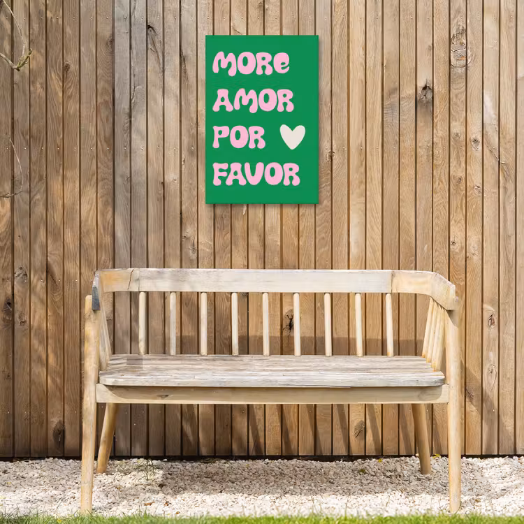 Amor - Valentijn - Groen - Tekst Tuinposter op houten frame 2 cm dik klein -sfeer4