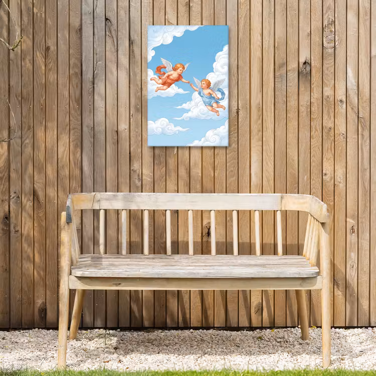 Engel - Vliegend - Klassiek - Blauw Tuinposter op houten frame 2 cm dik klein -sfeer4